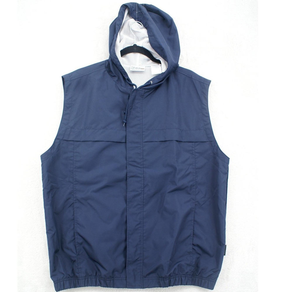 Vintage 90s USA Olympic Vest Mens L Navy Hooded Windbreaker Mesh Lined